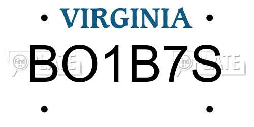 BO1B7S Virginia License Plate