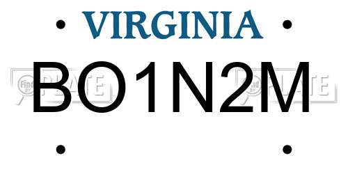 BO1N2M Virginia License Plate