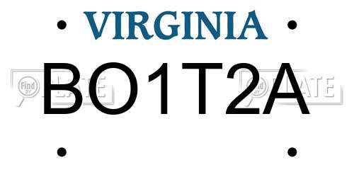 BO1T2A Virginia License Plate