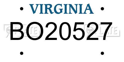 BO20527 Virginia License Plate
