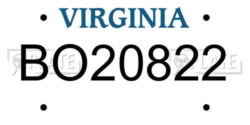 BO20822 Virginia License Plate