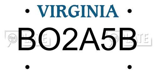 BO2A5B Virginia License Plate