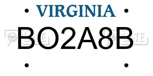 BO2A8B Virginia License Plate