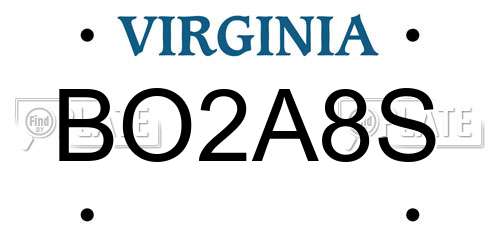 BO2A8S Virginia License Plate