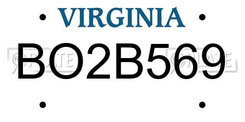 BO2B569 Virginia License Plate