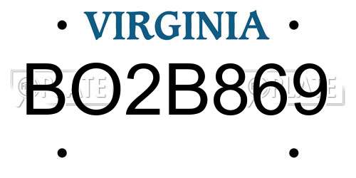BO2B869 Virginia License Plate