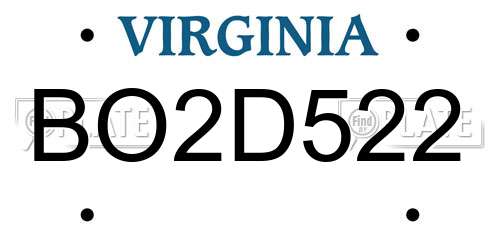BO2D522 Virginia License Plate