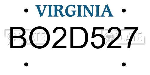 BO2D527 Virginia License Plate