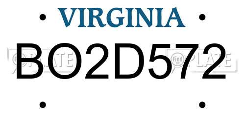 BO2D572 Virginia License Plate