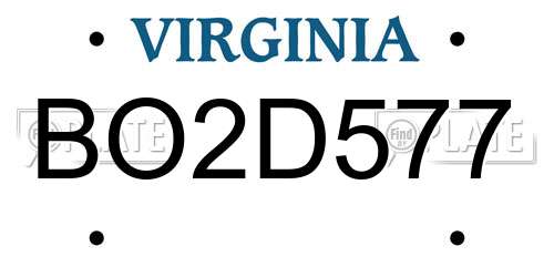BO2D577 Virginia License Plate