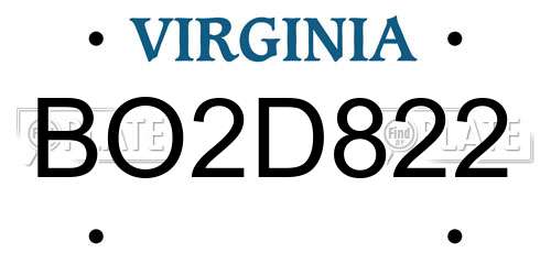 BO2D822 Virginia License Plate