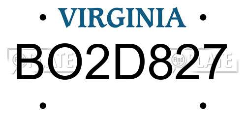 BO2D827 Virginia License Plate