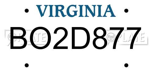 BO2D877 Virginia License Plate