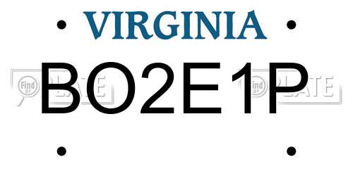 BO2E1P Virginia License Plate