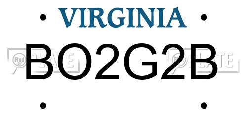 BO2G2B Virginia License Plate