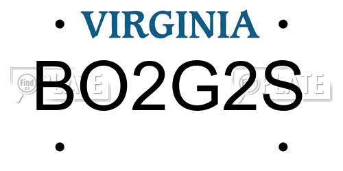 BO2G2S Virginia License Plate