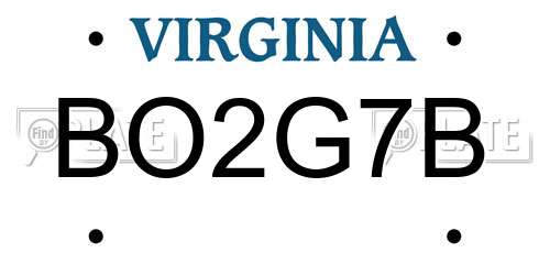 BO2G7B Virginia License Plate