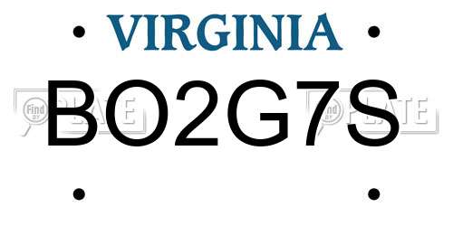 BO2G7S Virginia License Plate