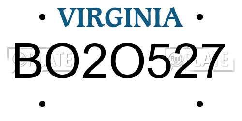 BO2O527 Virginia License Plate