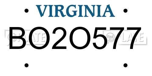 BO2O577 Virginia License Plate