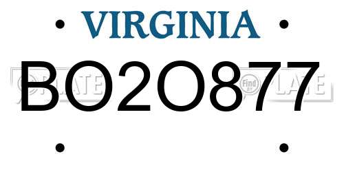 BO2O877 Virginia License Plate