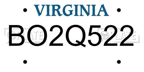 BO2Q522 Virginia License Plate