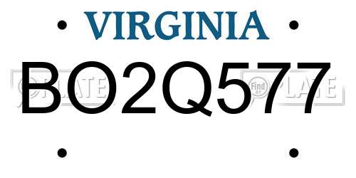 BO2Q577 Virginia License Plate