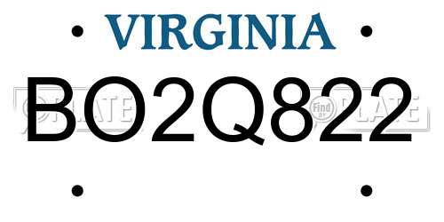 BO2Q822 Virginia License Plate