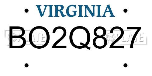 BO2Q827 Virginia License Plate