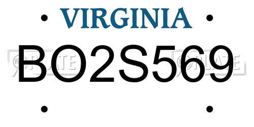 BO2S569 Virginia License Plate