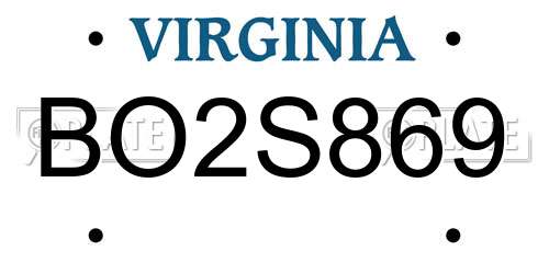 BO2S869 Virginia License Plate