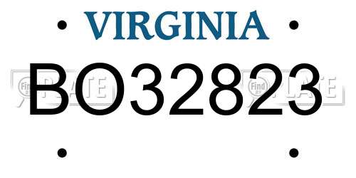 BO32823 Virginia License Plate