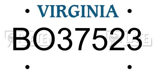 BO37523 Virginia License Plate