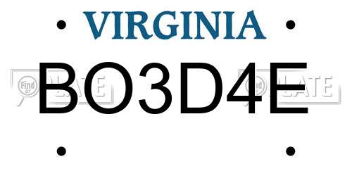 BO3D4E Virginia License Plate