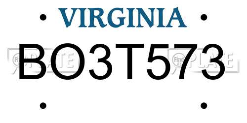 BO3T573 Virginia License Plate