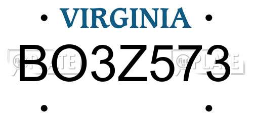 BO3Z573 Virginia License Plate