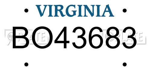 BO43683 Virginia License Plate