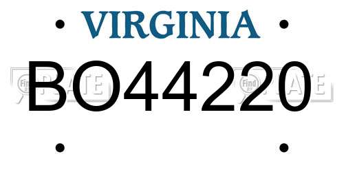 BO44220 Virginia License Plate