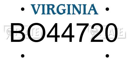 BO44720 Virginia License Plate