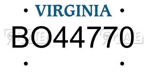 BO44770 Virginia License Plate