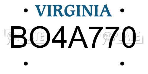 BO4A770 Virginia License Plate