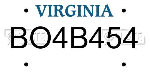 BO4B454 Virginia License Plate