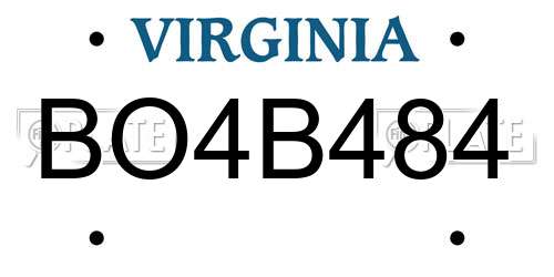 BO4B484 Virginia License Plate
