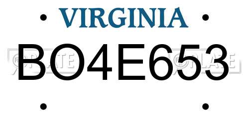 BO4E653 Virginia License Plate