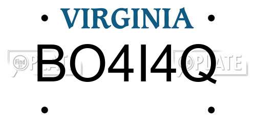 BO4I4Q Virginia License Plate