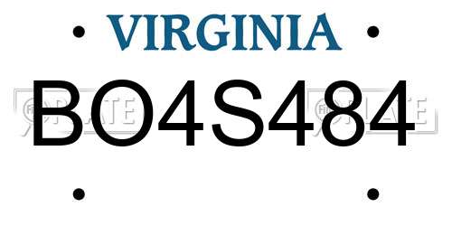 BO4S484 Virginia License Plate