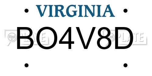 BO4V8D Virginia License Plate