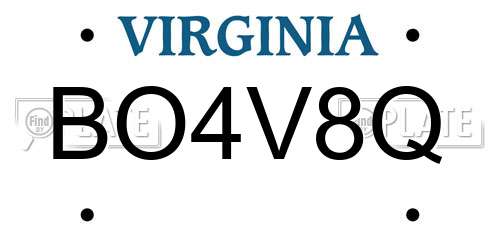 BO4V8Q Virginia License Plate
