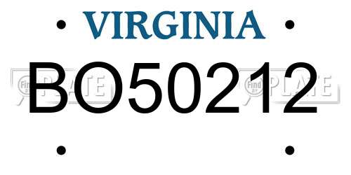 BO50212 Virginia License Plate