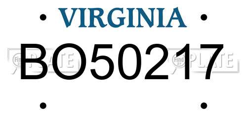BO50217 Virginia License Plate